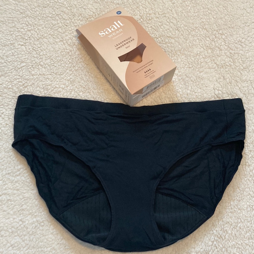 NWT Saalt Wear black comfort brief leakproof period underwear Size XL
